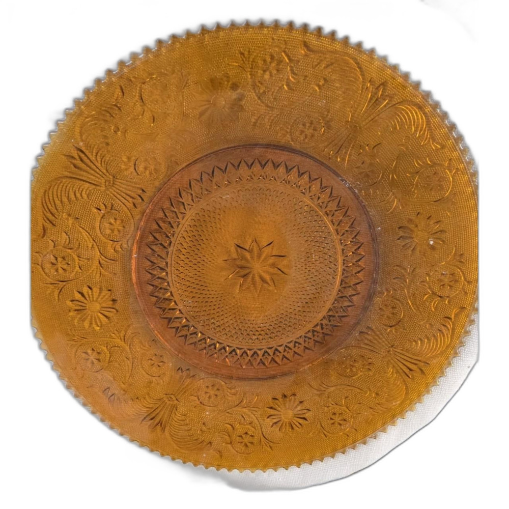 Sandwich Platter Beautiful‎ Amber Carnival Glass 16"